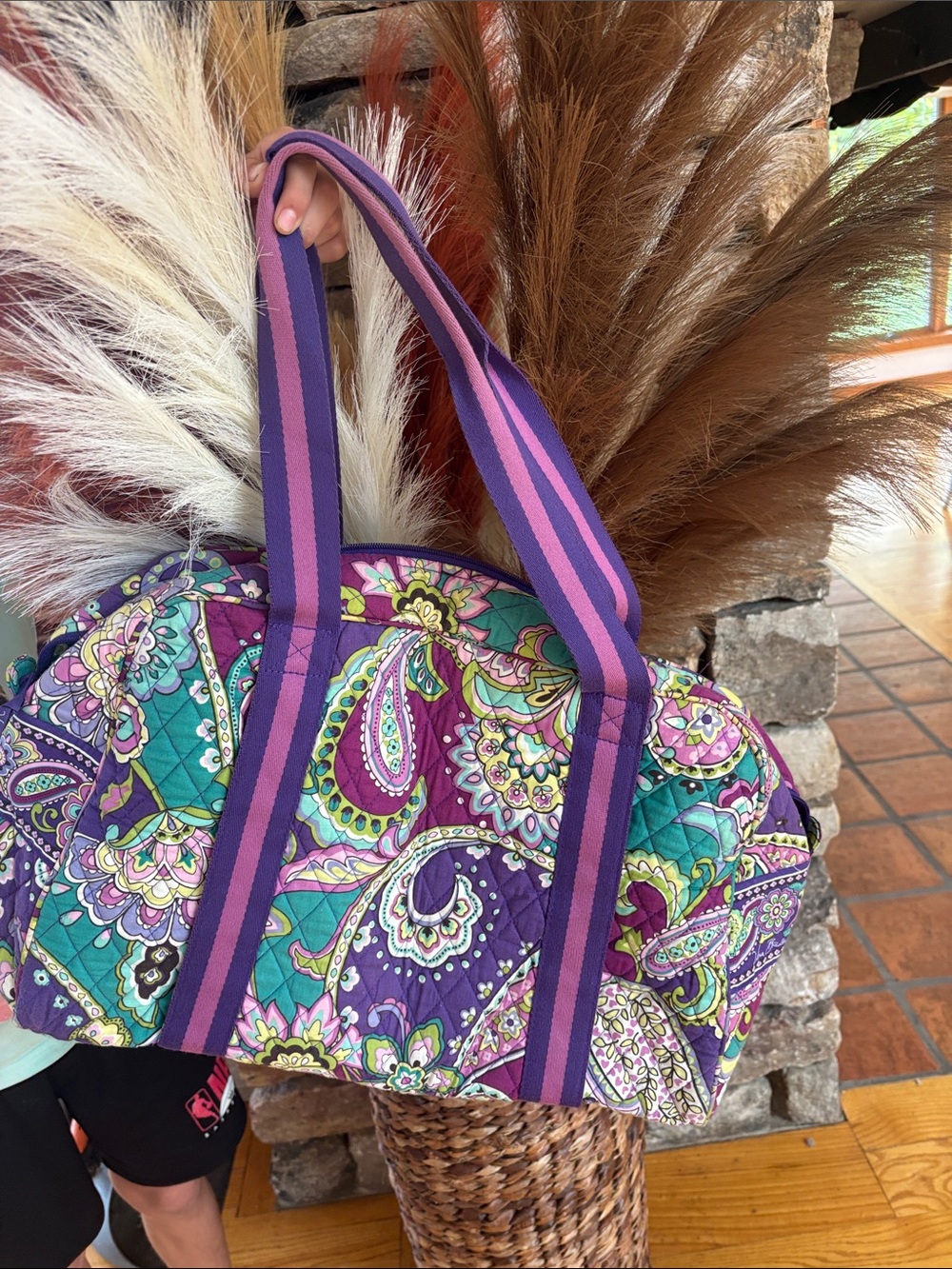 Vera Bradley Quilted Paisley Weekender Tote Bag - Purple & Teal